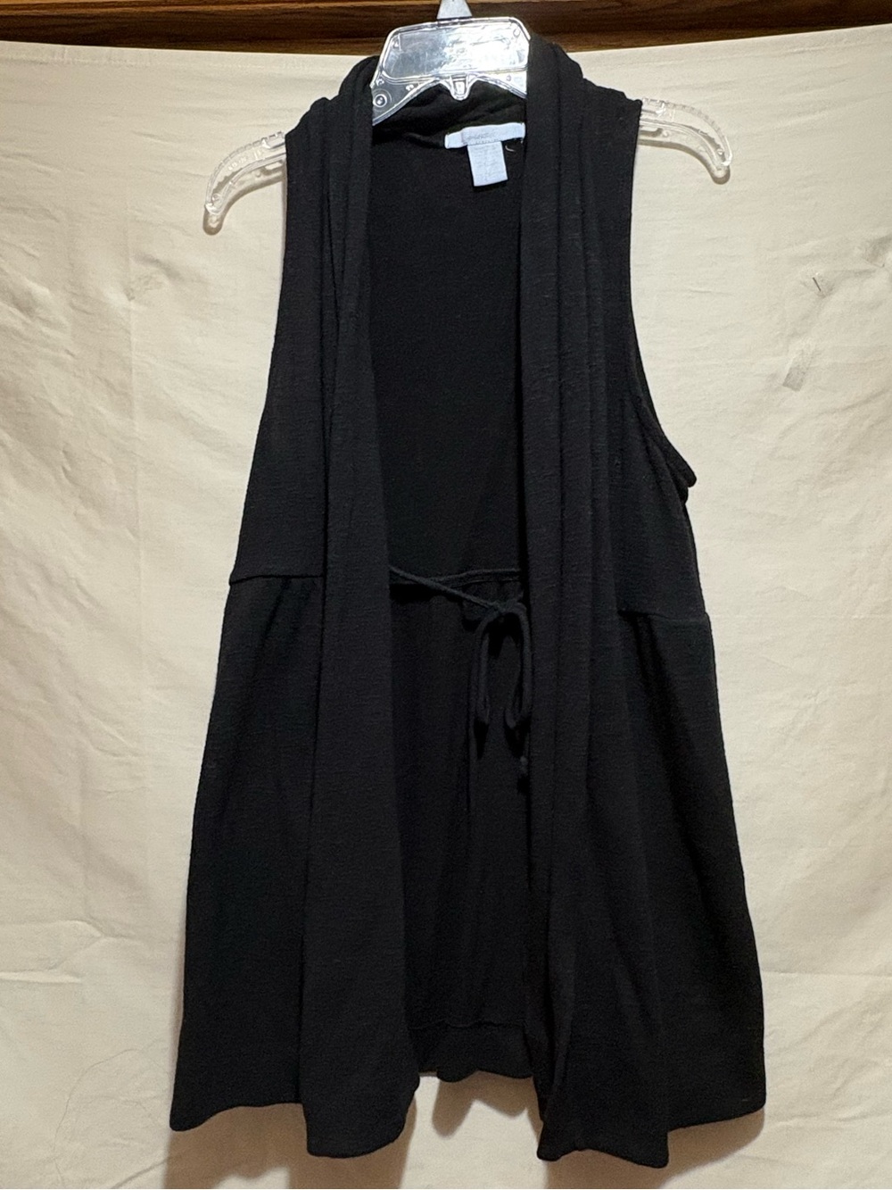 Charlotte Russe Size L Black Draped Open-Front Vest